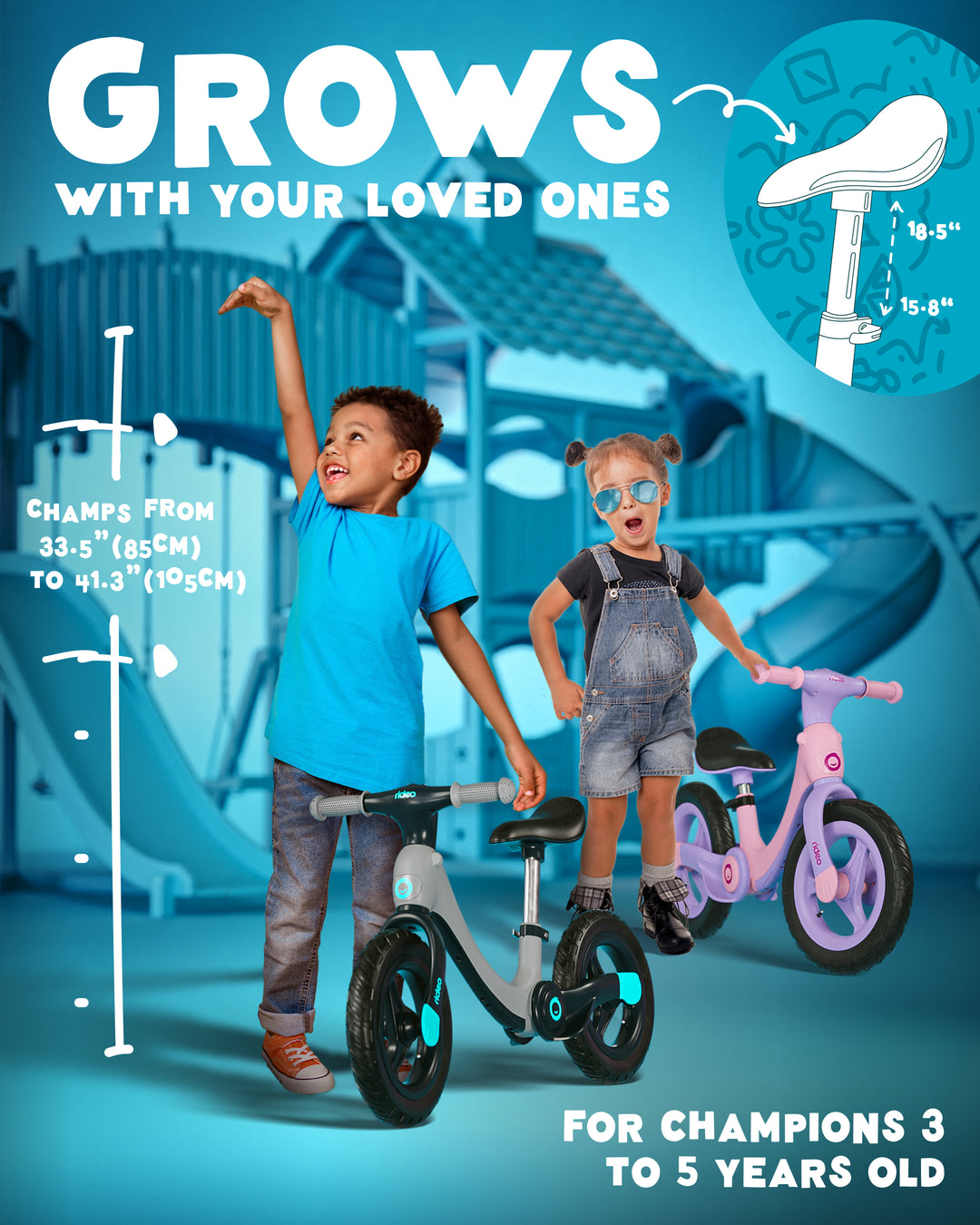 Rideo Folding Kids Balance Bike